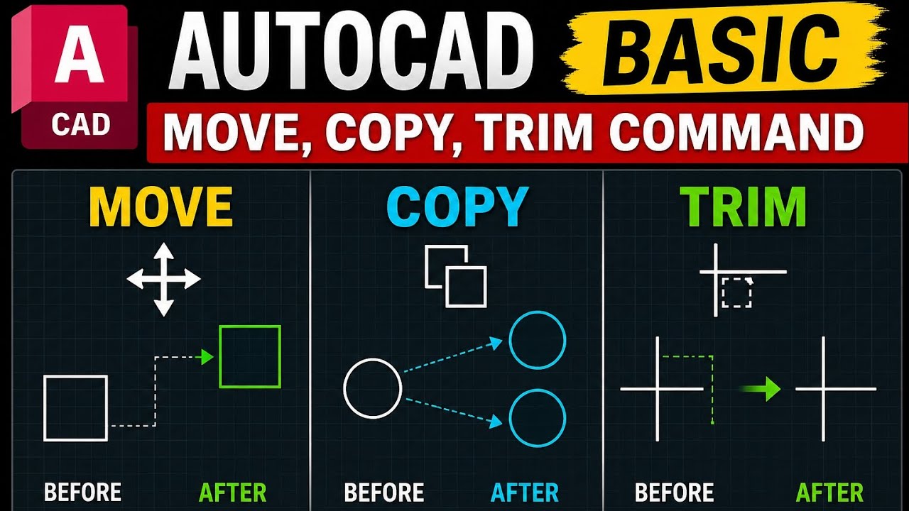 Learn AutoCAD Basic Commands in One Video | Easy Step-by-Step | Basic ...