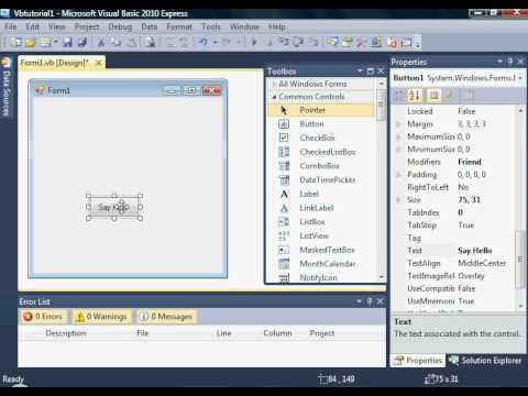 VB.NET Tutorial #1 Hello World (No Commentary)