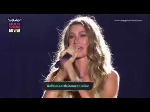 Gisele Bündchen se emociona no Rock in Rio ao falar de ecologia