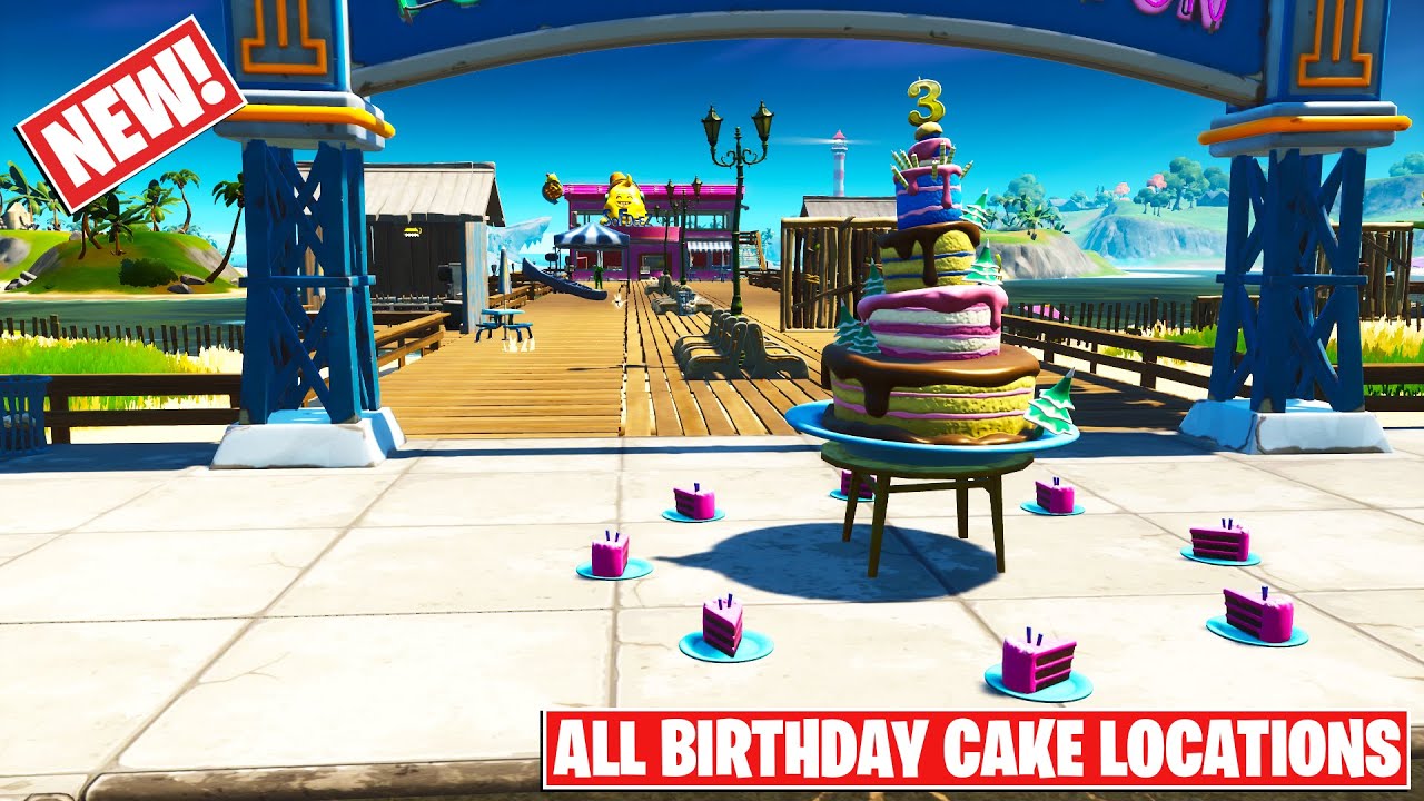 Fortnite Birthday Challenge! All Birthday Cake Locations! Dance in front of different Birthday Cakes
