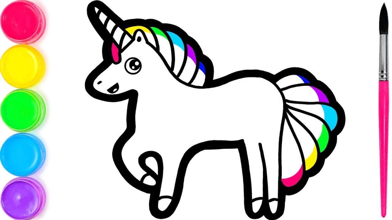 Glitter Rainbow Unicorn Coloring And Drawing For Kids Toddlers Kis Kis Youtube