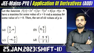 Let the function f(x) = 2x3 + (2p – 7)x2 + 3(2p – 9)x – 6 have a maxima for some value of