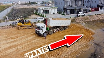 Update! Great Job strongly Bulldozer SHANTUI DH17c2 with Dump truck moving soil filling up land EP03