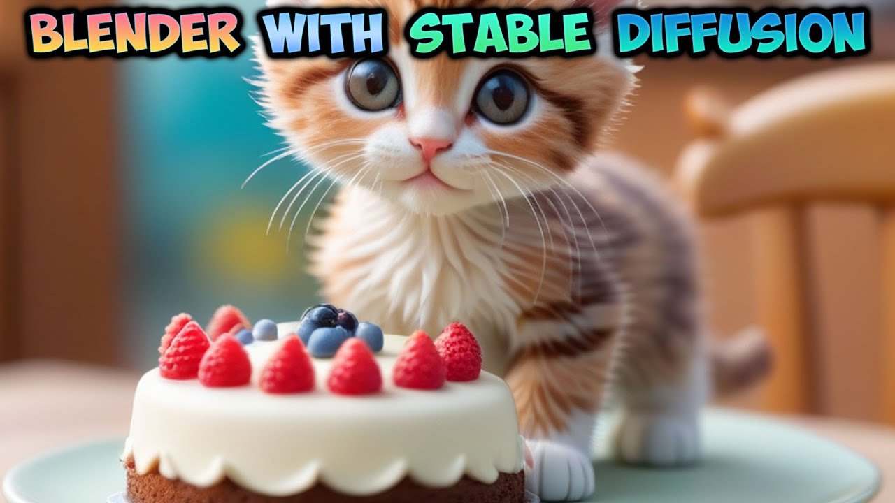 Blender with Stable Diffusion XL Tutorial - Cute kitten about to eat a ...