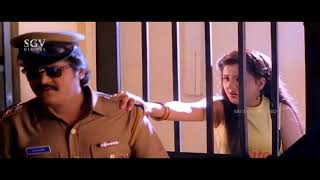 Jaggesh Arrests Commissioner Daughter  Comedy Scene  Jagath Khiladi Kannada Movie Charulatha