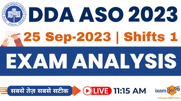 DDA ASO 2023 Exam Analysis | DDA ASO 25 Sept 2023 Shift 1 Analysis | DDA ASO Solved Paper 2023
