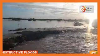 The Garsen-Lamu highway closed after part of it is swept away