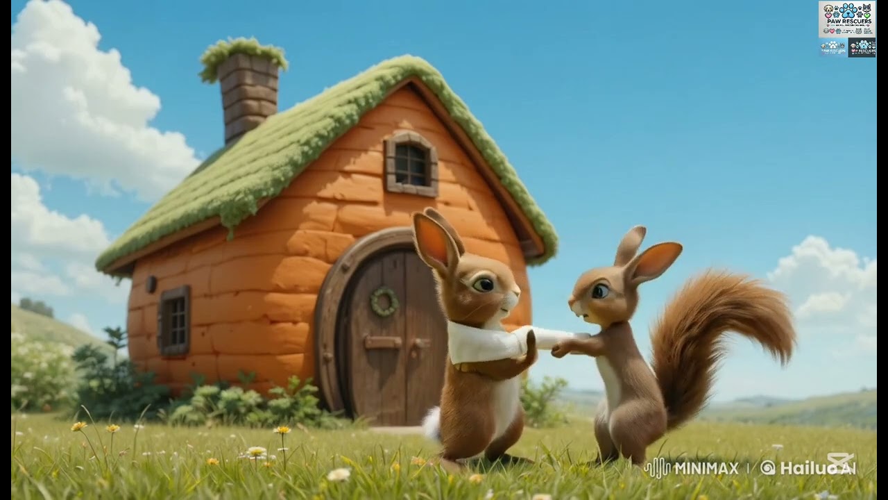 Heroic Rabbit Saves Squirrel from Danger