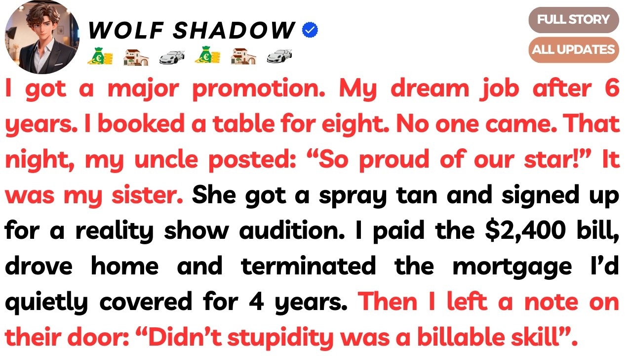 I Got A Major Promotion. My Dream Job After 6 Years. I Booked A Table For Eight. No One Came. That