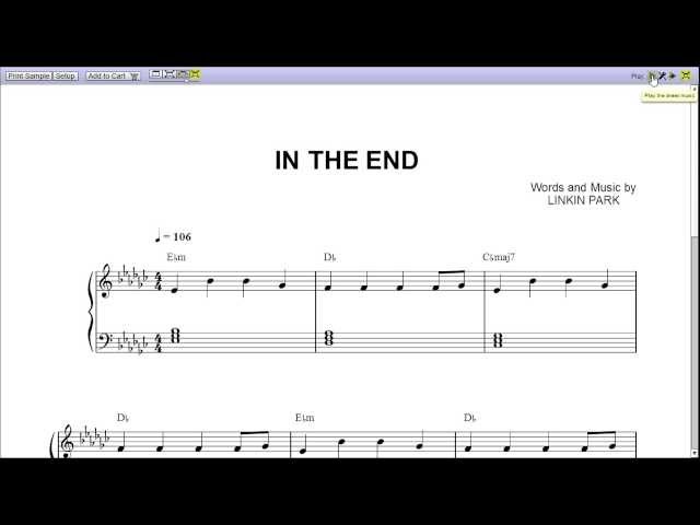 In the End by Linkin Park - Piano Sheet Music (Teaser) class=