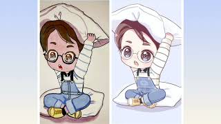 Drawing BTS Jungkook Chibi character || Sketch and painting || Full process speed art 
