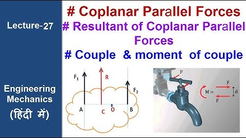 Coplanar Parallel Force & its Resultant , couple & moment of couple #lecture27 #engineeringmechanics