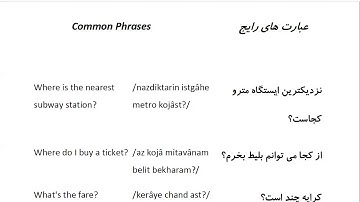 Farsi Conversation: Most Common Words and Phrases: Lesson 9: Where is the subway?