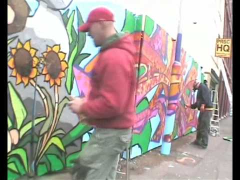 Community Policeman Dan on Stokes Croft with Graff...