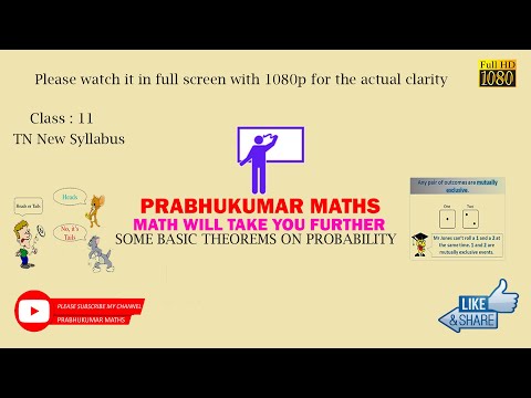 Class 11 Maths | Basic Theorems On Probability | TN New Syllabus | PRABHUKUMAR MATHS