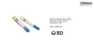 BD Vacutainer Glass ACD Solution A tube 8 5ml Yellow x 100 366645