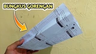 Cara Membuat Bungkus Gorengan Dari Kertas Bekas Yang Rapi dan Bagus !!!