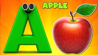 A for Apple B for Ball Phonics Song with Two Words ABC Alphabet Songs with Sounds for Kids Learning
