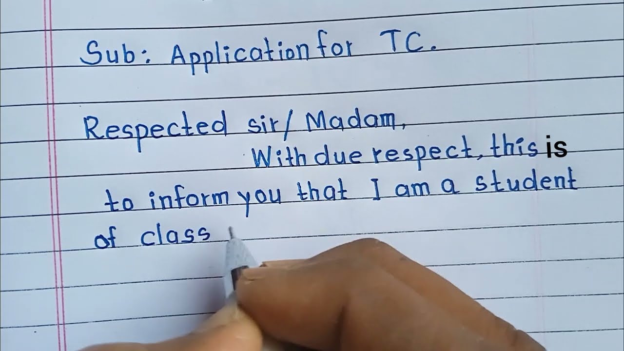 Application for TC in English || Application writing for Transfer certificate || TC application.