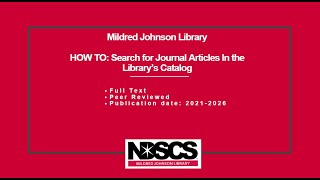 Spring 2026 How To: Search for Journal Articles in the Library's Catalog