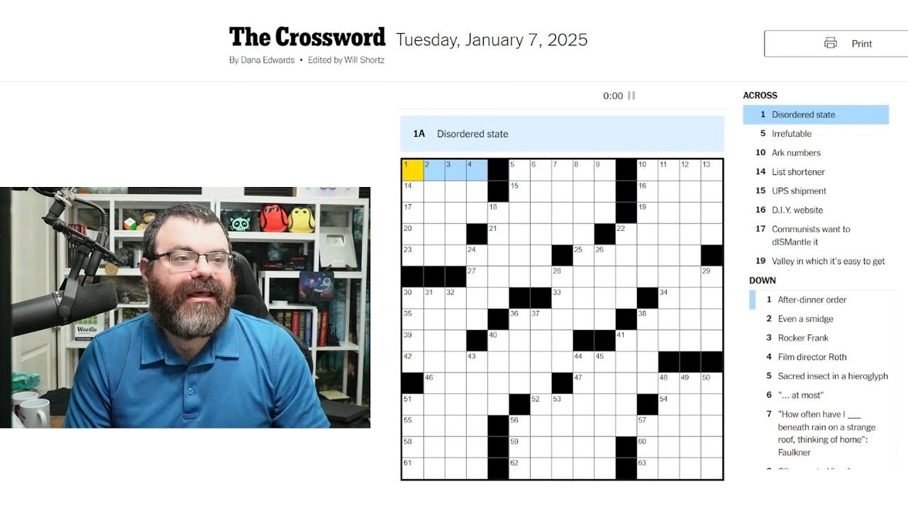 Learning Crossword Week 35 NYT Crossword Tuesday Jan 7th, 2025 YouTube