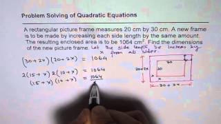 Find Dimensions of Rectangular Picture Frame with Increased Area Quadratic Functions