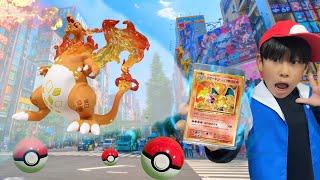 【寸劇】ポケモンカードがまさかこんな事になるなんて‼最後はリザードンのカードで伝説ポケモンと勝負だ‼ポケモンGO実写版【全力きっずTV】Real Pokemon cards