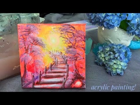 ACRYLIC PAINTING TUTORIAL ~ EASY STEP BY STEP LANDSCAPE ON MINI CANVAS 