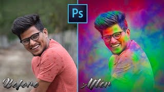 HAPPY HOLI SPECIAL PHOTOSHOP DIGITAL PAINTING TUTORIAL IN HINDI screenshot 5
