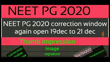 NEET PG 2020 correction window again open