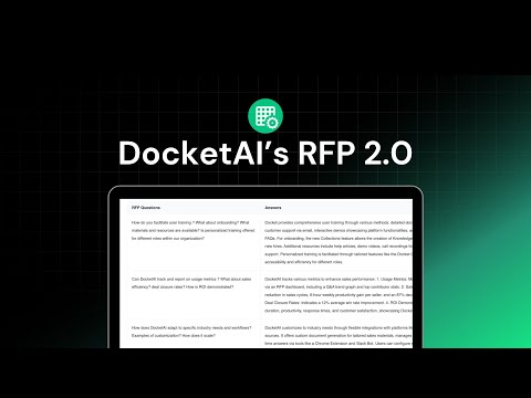 Docket RFP 2.0 Module Update: Smarter Automation, Faster Results - video from Docket