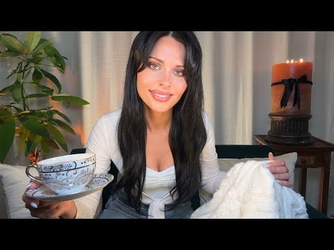 ASMR Roleplay | Cozy Cabin in a Rainstorm ☔ | Tea, Blanket & Bedtime Stories