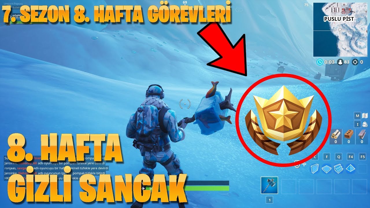 7 sezon 8 hafta gizli sancak savas yildizi fortnite battle royale turkce - fortnite 8 sezon 7 hafta gorevleri