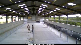 Kitting out a straw based pig shed Our very efficient team fitting the pens and gates in a 200 x 50