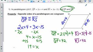 Parallelogram Properties and Example Questions