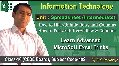 Hide-Unhide Row and Column | Freeze Row and Columns | Spreadsheet | Information Technology-Class-10