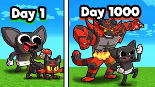 I Survive 1,000 DAYS Stuck in PIXELMON! (Cartoon Cat vs Pokemon)