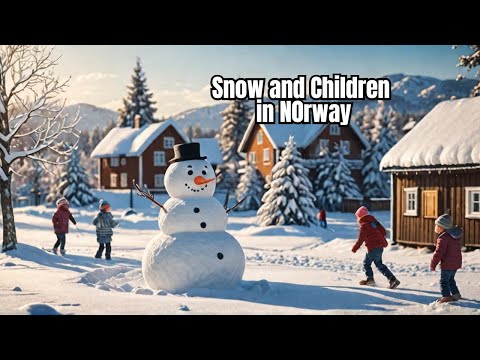 Winter and children's games with snow in Norway Stavanger