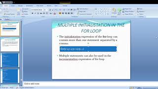 Lecture 9 multiple initialisation of for loop