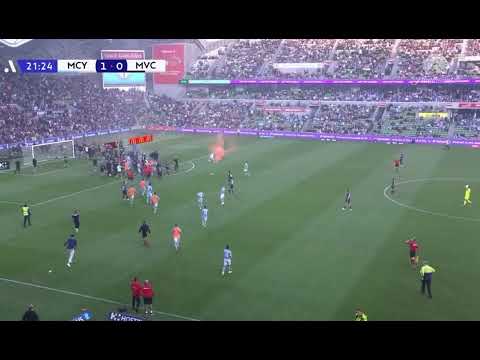 Australian Football Championship, fans ran onto the field & threw a bucket at face of the goalkeeper