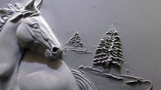 🐎technique drywall art horse joint  compound material 2019