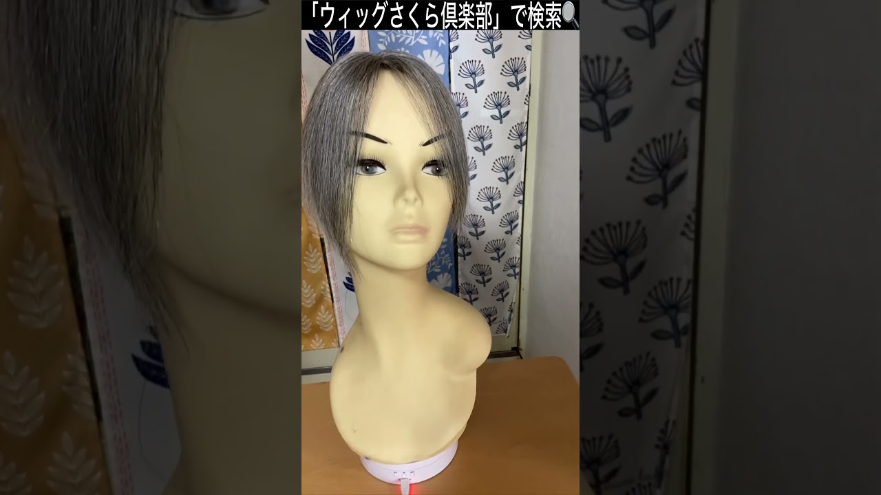 人毛ミックス部分ウィッグ ミセス・シニア向けロング 白髪60%Mサイズ