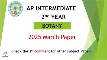 AP inter 2nd Year Botany 2025 March Question Papers IPE Andhra Pradesh Intermediate