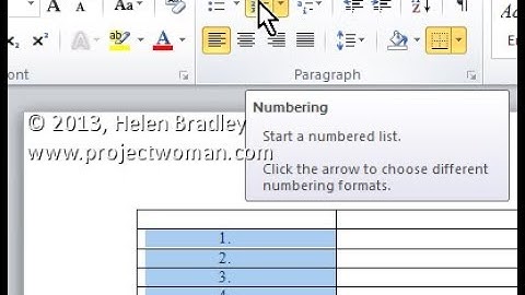 Auto numbering and shortcut for creating tables in Microsoft Word