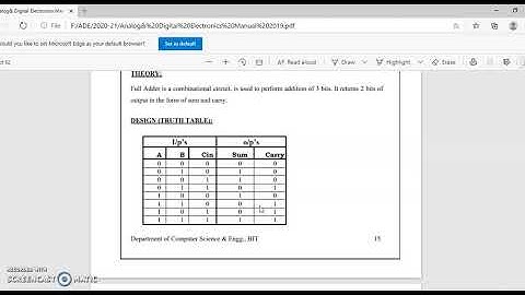 ADE Lab- Half adder and Full adder-Part1/3