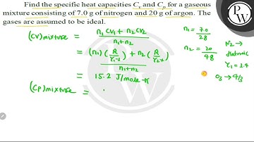 Find the specific heat capacities \( C_{v} \) and \( C_{p} \) for a gaseous mixture consisting o...