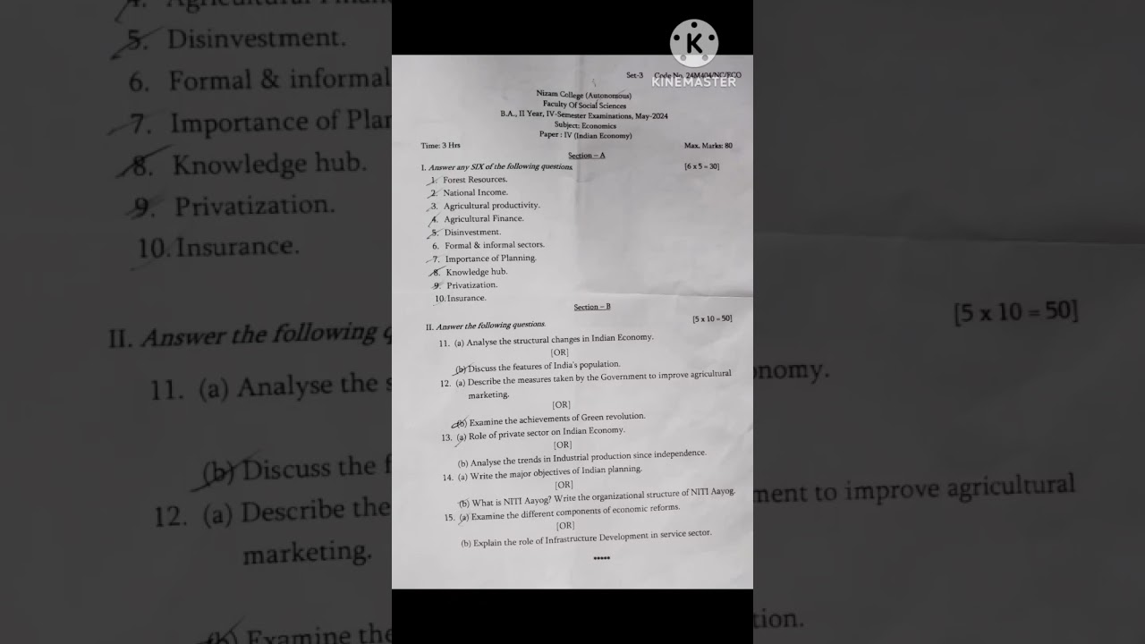 Economic question paper -2024 (. 4th semester) 