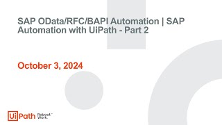 SAP OData/RFC/BAPI Automation | SAP Automation with UiPath - Part 2 Update