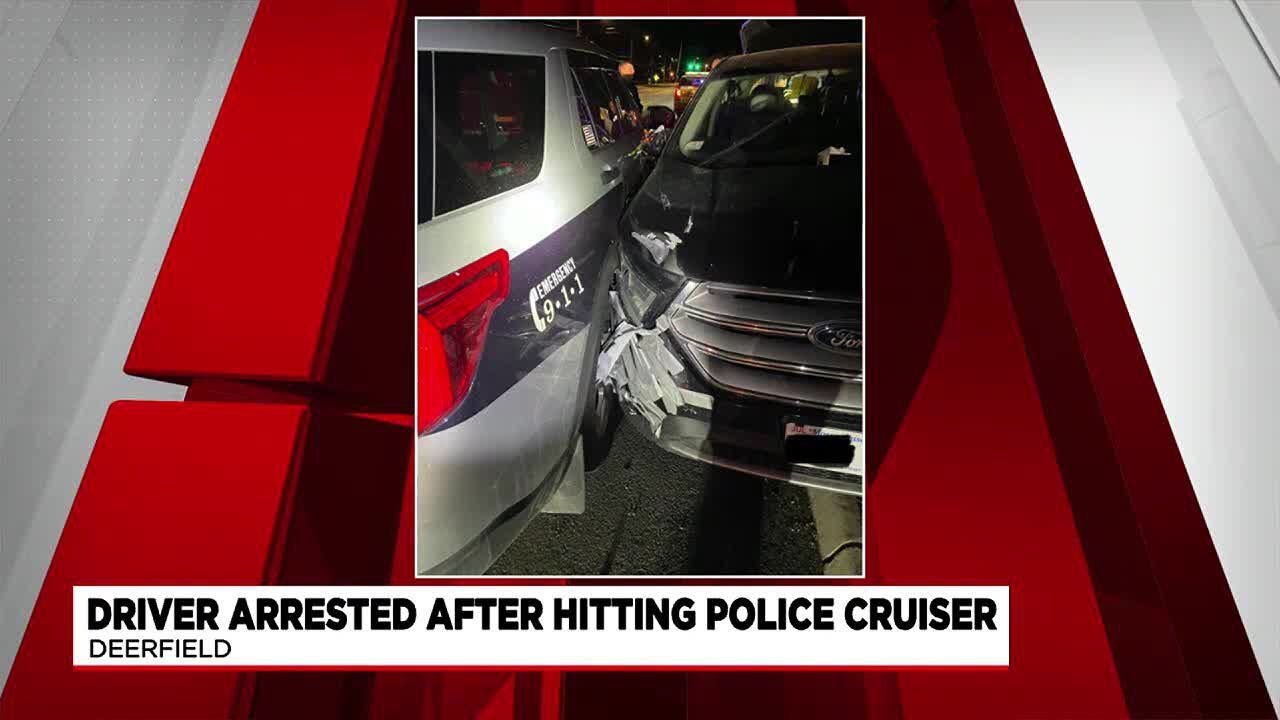 Driver arrested for hitting police cruiser in Deerfield - YouTube