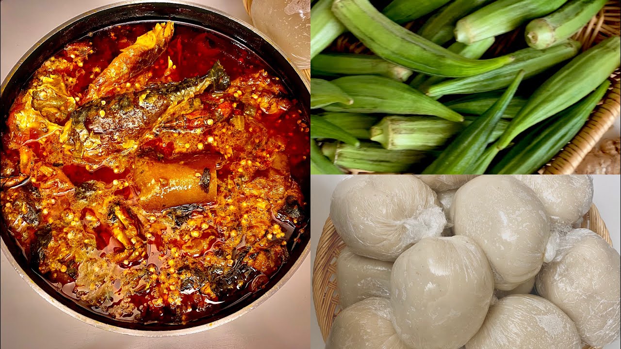 COOKING SLIMY OKRO / OKRA SOUP / I Added Bell pepper /Ghanaian assorted